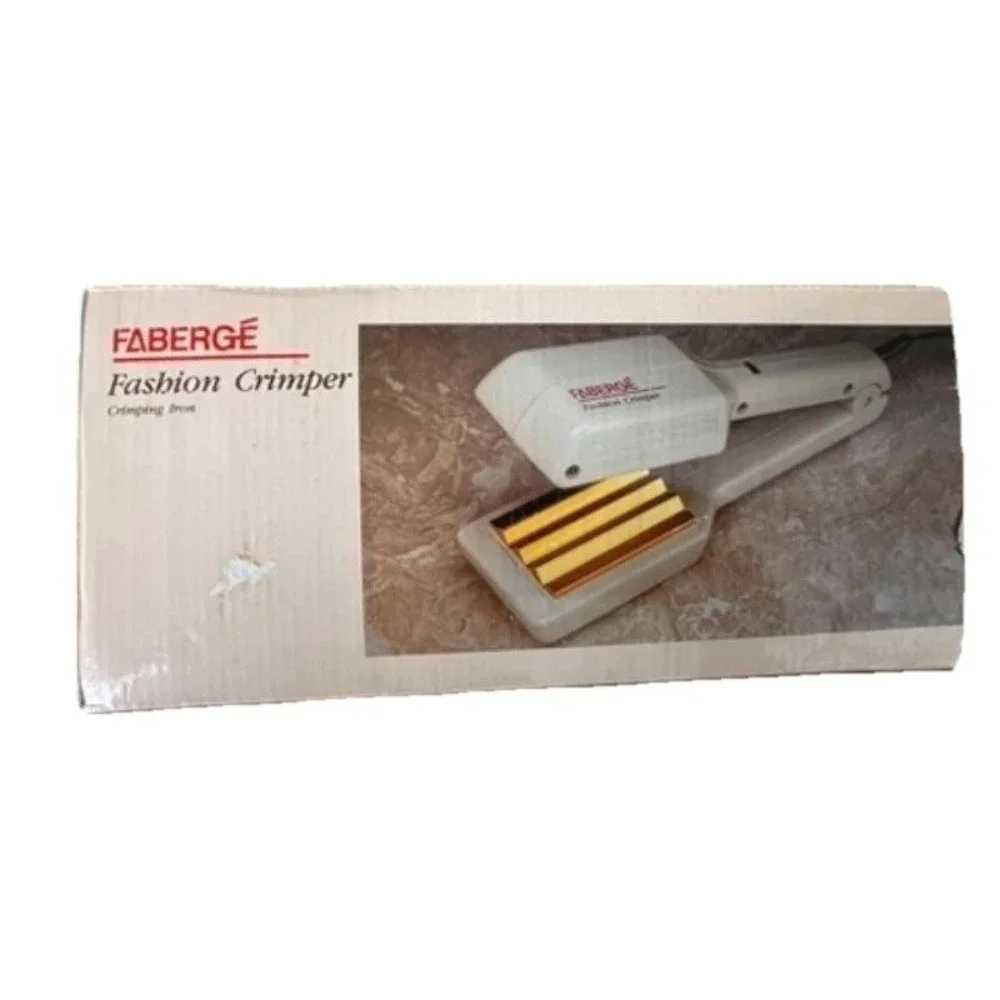Faberge Fashion Crimper Hair Iron 120 Volts Corded with Gold Tone Crimping Plate